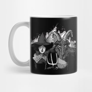 Halloween witch and demon American Gothic Mug